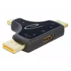 DeLOCK 64059 adaptador de monitor 3 en 1, entrada HDMI / DisplayPort / mini DisplayPort a salida HDMI, 4K 60 Hz, negro