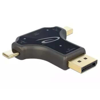 DeLOCK 64060 adaptador de monitor 3 en 1, entrada USB-C / DisplayPort / mini DisplayPort a salida HDMI, 4K 60 Hz, negro