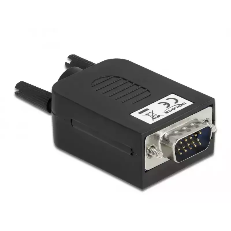 Conector de cables DeLOCK 66258 VGA 15 pines regleta de bornes de 10 pines negro