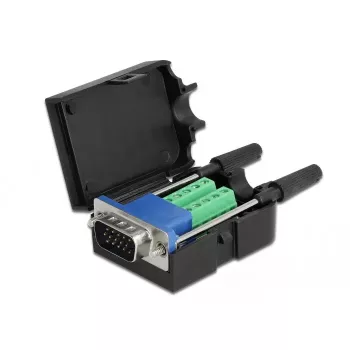 Conector de cables DeLOCK 66258 VGA 15 pines regleta de bornes de 10 pines negro