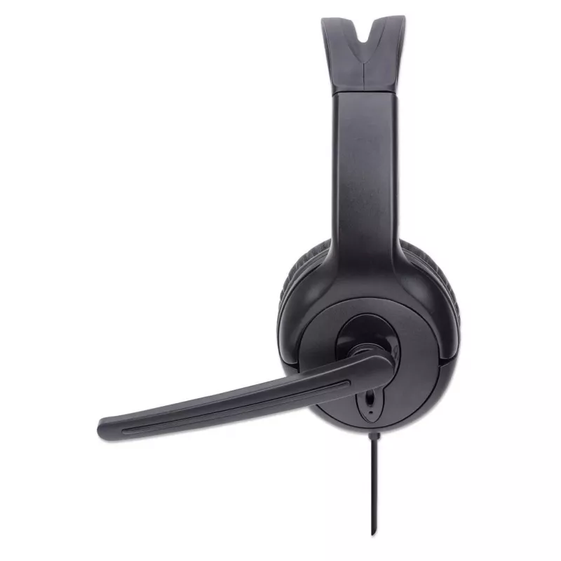 Auriculares con micrófono mono over-ear Manhattan (USB), brazo de micrófono (acolchado), envase de venta al público, diadema ajustable, mando en el cable, almohadillas, USB-A para audio y micrófono, cable 1,5 m, tres años de garantía