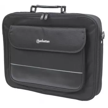 Maletín para portátil Manhattan Empire 17,3 inch, diseño clamshell, compartimento para accesorios, correa de hombro (extraíble), funda para portátil, negro, tres años de garantía