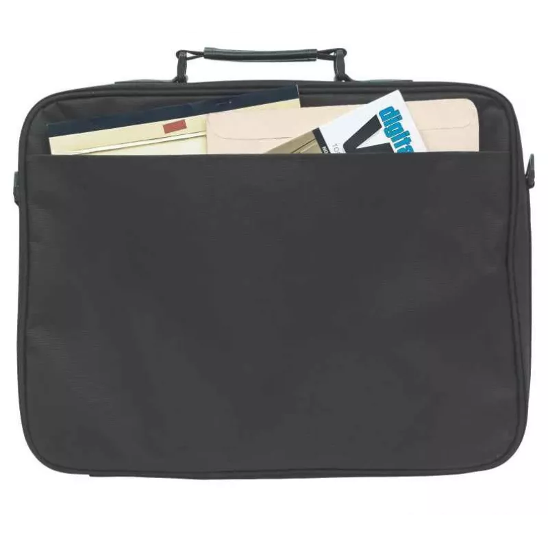 Maletín para portátil Manhattan Empire 17,3 inch, diseño clamshell, compartimento para accesorios, correa de hombro (extraíble), funda para portátil, negro, tres años de garantía