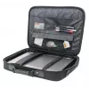 Maletín para portátil Manhattan Empire 17,3 inch, diseño clamshell, compartimento para accesorios, correa de hombro (extraíble), funda para portátil, negro, tres años de garantía