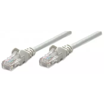 Cable de red patch Intellinet, Cat6, 15 m, gris, CCA, U/UTP, PVC, RJ45, contactos dorados, protección de la lengüeta, funda antipinzamiento, garantía de por vida