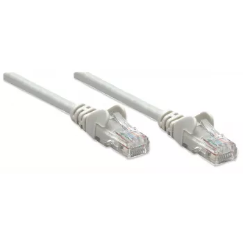 Cable de red patch Intellinet, Cat6, 15 m, gris, CCA, U/UTP, PVC, RJ45, contactos dorados, protección de la lengüeta, funda antipinzamiento, garantía de por vida