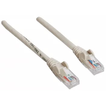 Cable de red patch Intellinet, Cat6, 20 m, gris, CCA, U/UTP, PVC, RJ45, contactos dorados, protección de la lengüeta, funda antipinzamiento, garantía de por vida
