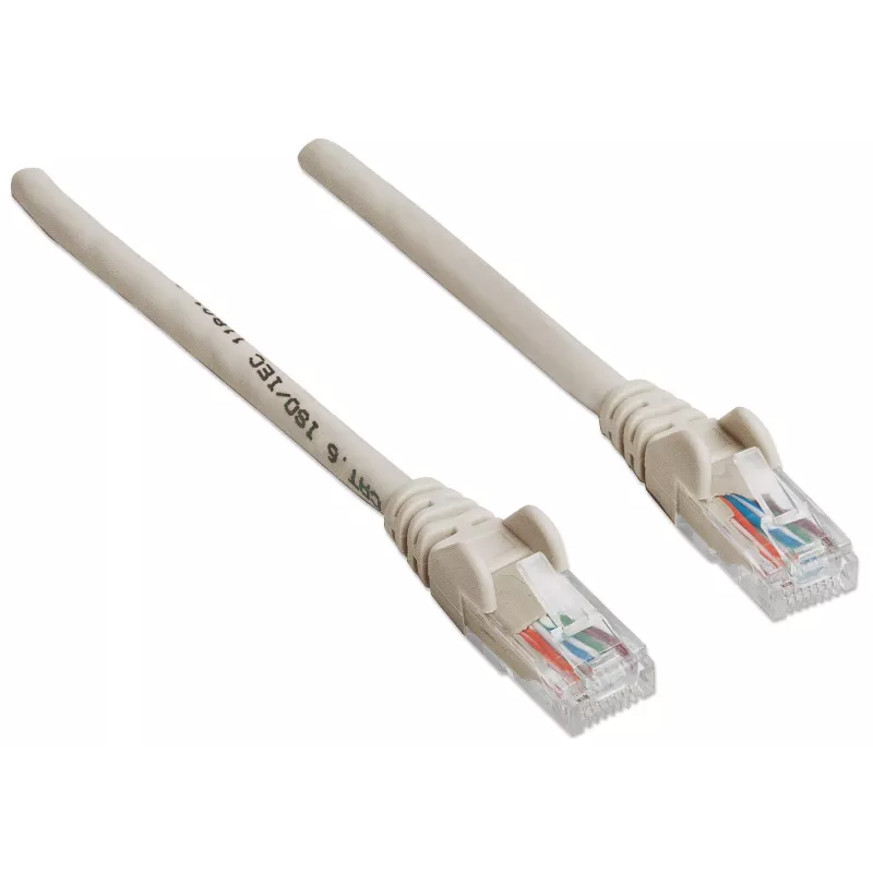 Cable de red patch Intellinet, Cat6, 20 m, gris, CCA, U/UTP, PVC, RJ45, contactos dorados, protección de la lengüeta, funda antipinzamiento, garantía de por vida