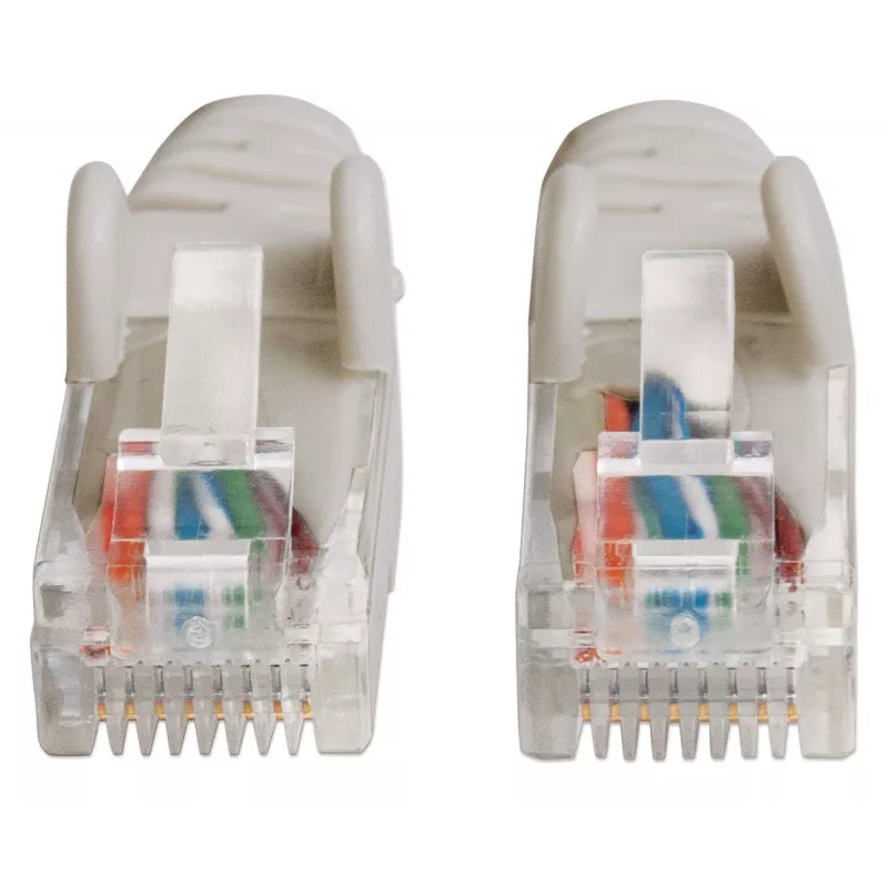 Cable de red patch Intellinet, Cat6, 20 m, gris, CCA, U/UTP, PVC, RJ45, contactos dorados, protección de la lengüeta, funda antipinzamiento, garantía de por vida