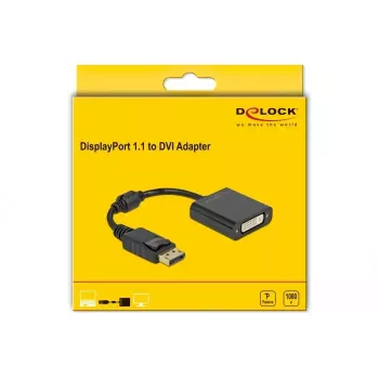 Adaptador DisplayPort 1.1 conector macho a DVI conector hembra pasivo negro DeLOCK 61008