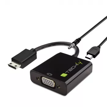 Convertidor Techly HDMI Mini C a VGA IDATA HDMI-VGA4, VGA (D-Sub), HDMI Type-C (Mini), conector macho, conector hembra, 1920 x 1080 píxeles, 1080p, 720p, 480p