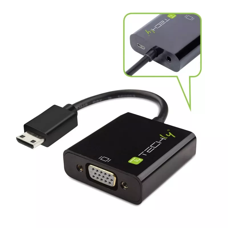 Techly IDATA HDMI-VGA4 adaptador de Mini HDMI (Tipo C) a VGA, macho/hembra