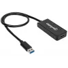 Cable adaptador Manhattan USB-A a HDMI, 60 cm, conector macho a conector hembra, 5 Gbit/s (USB 3.2 Gen1, también conocido como USB 3.0), 2560x1440 @ 32 bits de color, vídeo Full-HD 1080p@16:9, negro, blíster
