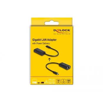 Adaptador de cambio de género de cable DeLOCK 61026 USB-C a RJ45 negro
