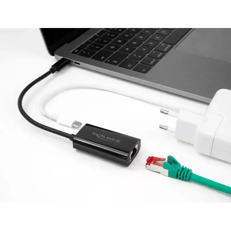 Adaptador de cambio de género de cable DeLOCK 61026 USB-C a RJ45 negro