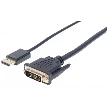 Cable Manhattan DisplayPort 1.2a a DVI-D 24+1, 1080p@60Hz, 3 m, conector macho a conector macho, pasivo, compatible con DVI-D, negro, tres años de garantía, equivalente a DP2DVIMM10.