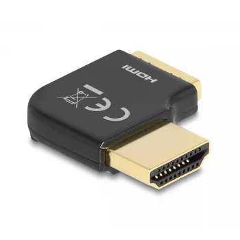 Adaptador DeLOCK HDMI conector macho a conector hembra 90° en ángulo recto 8K 60 Hz metal