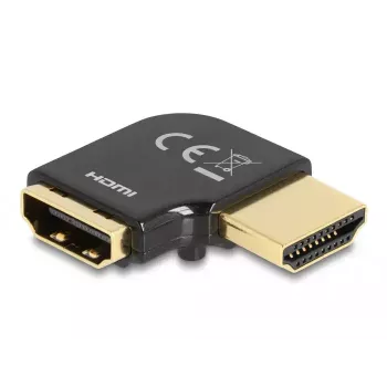 Adaptador DeLOCK HDMI conector macho a conector hembra 90° en ángulo hacia la izquierda 8K 60 Hz metal