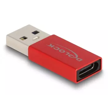 Adaptador DeLOCK USB USB Type-A conector macho a USB Type-C conector hembra rojo 10 Gbit/s