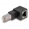 Adaptador DeLOCK RJ45 conector macho a RJ45 conector hembra Cat.6A 90° en ángulo hacia abajo