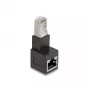 Adaptador DeLOCK RJ45 conector macho a RJ45 conector hembra Cat.6A 90° en ángulo hacia abajo