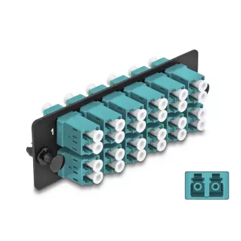 Panel adaptador de fibra óptica DeLOCK LC Duplex OM4 12 puertos aqua