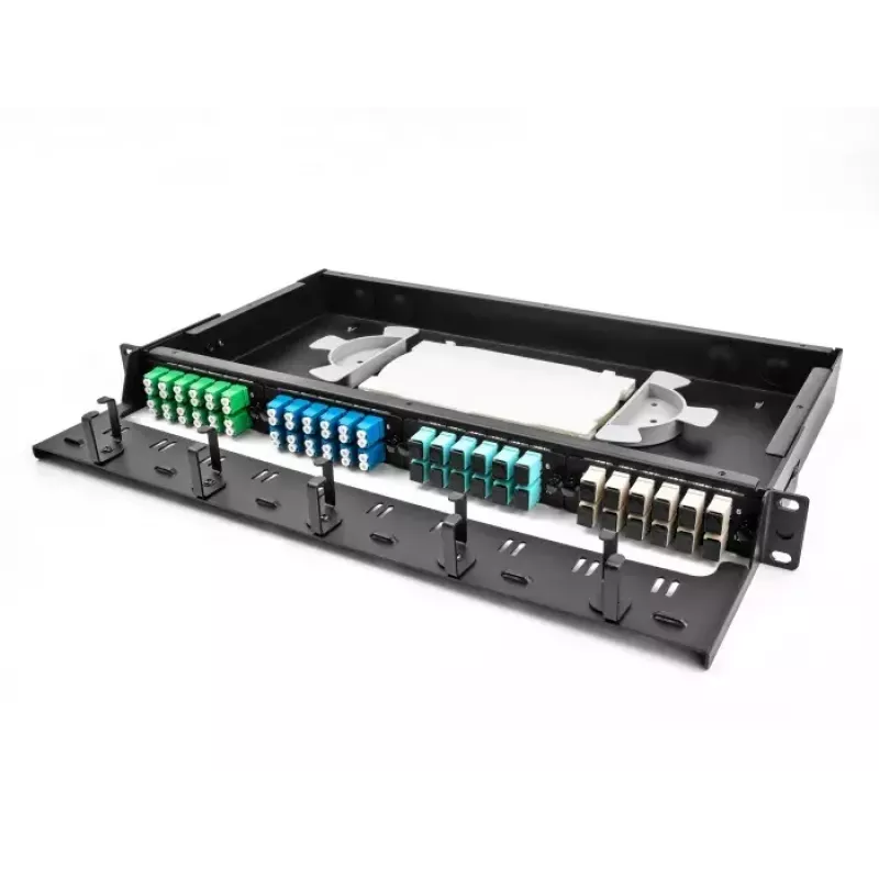 Panel adaptador de fibra óptica DeLOCK LC Duplex OM4 12 puertos aqua