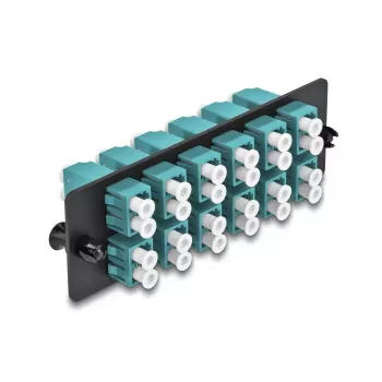 Panel adaptador de fibra óptica DeLOCK LC Duplex OM4 12 puertos aqua