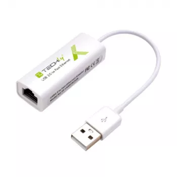 Convertidor Techly USB2.0 a Fast Ethernet 10/100 Mbit/s, con cable, USB, Ethernet, 100 Mbit/s, blanco