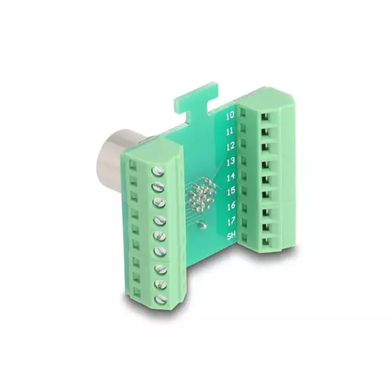 Adaptador de módulo de transferencia DeLOCK M12, 17 polos, codificación A, conector hembra a borne de conexión de 18 polos