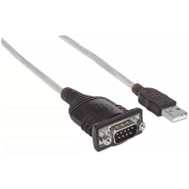 Manhattan 151801 cable convertidor de USB-A a serie RS232 DB9, macho/macho, 45 cm