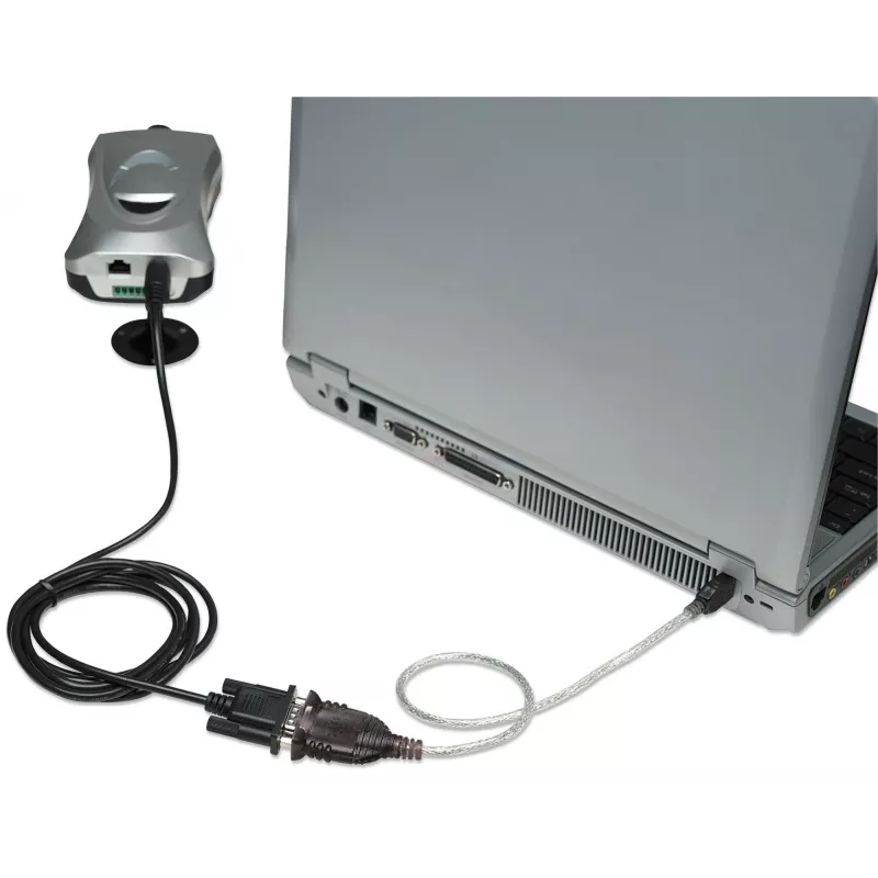 Manhattan 151801 cable convertidor de USB-A a serie RS232 DB9, macho/macho, 45 cm