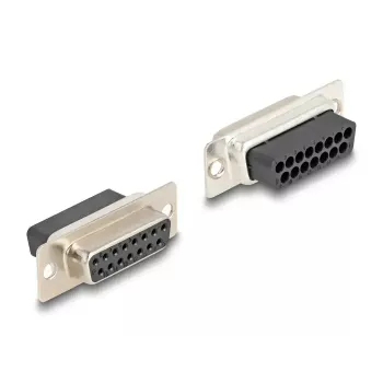 DELOCK D-Sub de 15 polos conector hembra a RJ12 conector hembra kit de montaje, rojo