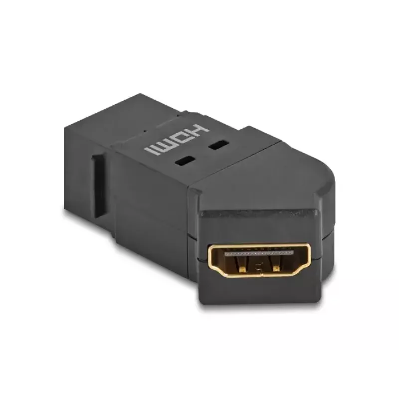 Toma de panel HDMI DeLOCK hembra a hembra 45° acodada 8K 60 Hz negro