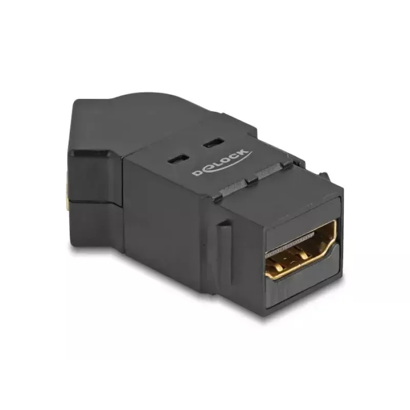 Toma de panel HDMI DeLOCK hembra a hembra 45° acodada 8K 60 Hz negro