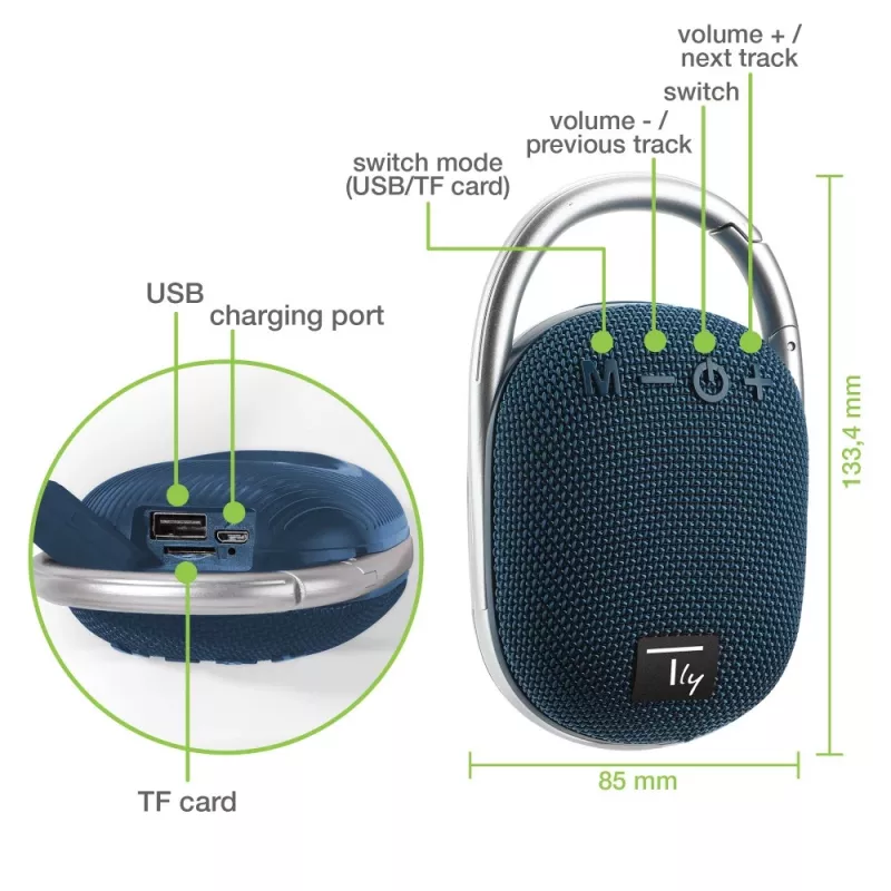 Altavoz portátil/fiesta Techly ICASBL321BL altavoz portátil mono azul 5 W
