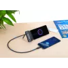 Batería externa Manhattan con conector USB-C integrado, 5000 mAh, hasta 20 W de potencia de salida, soporte para usar como soporte de móvil cargador, negro, un año de garantía