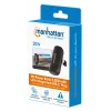 Batería externa Manhattan con conector USB-C integrado, 5000 mAh, hasta 20 W de potencia de salida, soporte para usar como soporte de móvil cargador, negro, un año de garantía