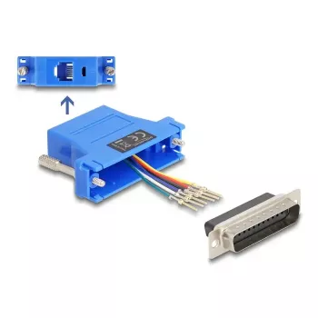 DELOCK D-Sub de 25 polos macho a RJ12 hembra kit de montaje, azul