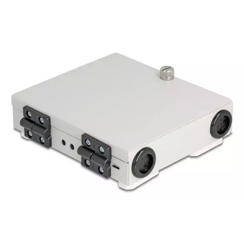 Caja de pared de fibra óptica DELOCK para 4× adaptadores SC simplex o LC dúplex, carcasa de metal, gris