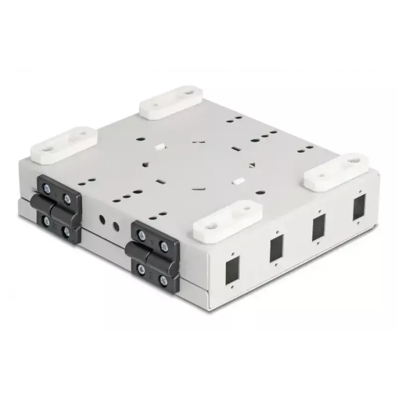 Caja de pared de fibra óptica DELOCK para 4× adaptadores SC simplex o LC dúplex, carcasa de metal, gris