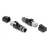 Adaptador M12 codificado D de 4 polos (macho) a conector RJ45, DELOCK 90831, contactos dorados, negro