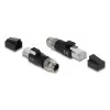 Adaptador DELOCK M12 codificado X macho de 8 polos a conector RJ45, contactos dorados, negro