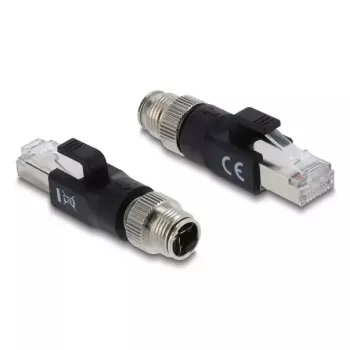 Adaptador DELOCK M12 codificado X macho de 8 polos a conector RJ45, contactos dorados, negro