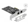 Tarjeta DeLOCK PCI Express x2 a 2 x RJ45 2.5 Gigabit LAN RTL8125