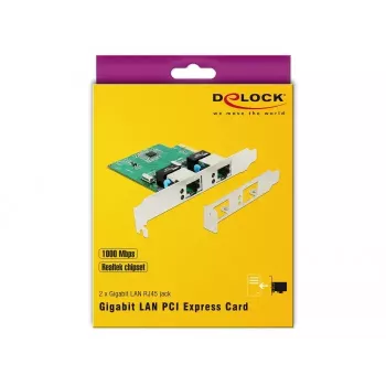 DeLOCK 89999 tarjeta PCI Express x1 Dual Gigabit LAN, 2x RJ45, RTL8111