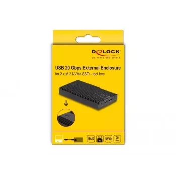 Carcasa SSD DeLOCK 42022 carcasa externa USB 20 Gbps para 2 x SSD M.2 NVMe PCIe