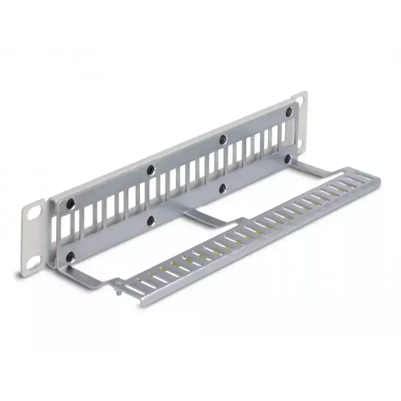 Panel de parcheo Keystone DeLOCK 10 pulgadas 12 puertos con alivio de tracción 1U gris