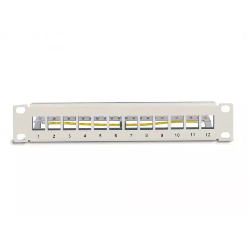 Panel de parcheo Keystone DeLOCK 10 pulgadas 12 puertos con alivio de tracción 1U gris