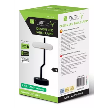 Techly I-LAMP-TABLE2 Lámpara de mesa con bombilla no reemplazable 2 W LED negra, blanca